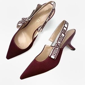 NEW Dior Maroon Burgundy Red Grape Juice J’Adior Slingback Pumps Heels Sandals